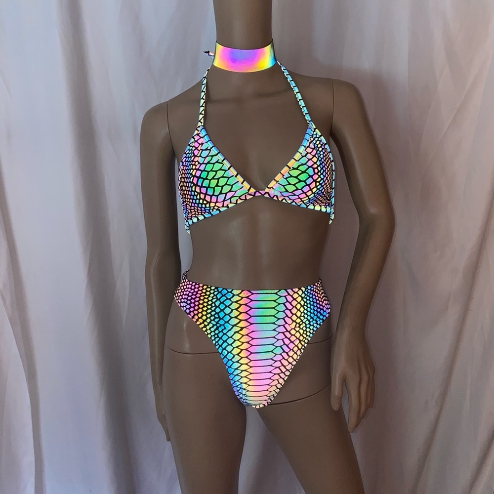 Two piece Rainbow and Reflective bikini set - Picture 4 of 8